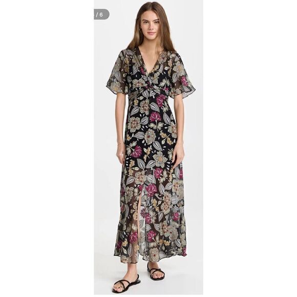 rag & bone Tamar Black  Floral Dress NWT Size 6 - Picture 6 of 14